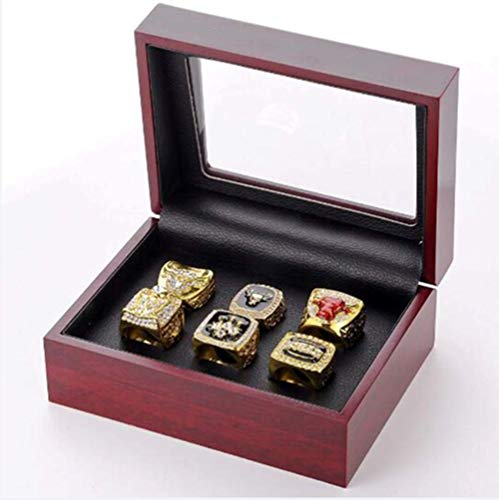 HYFZY GF-Sports Store Set de 6 Réplicas del Campeonato de la NBA Bulls Ring by Display Box Set- Coleccionable