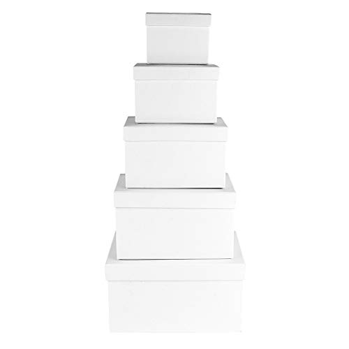 Ideen mit Herz Cajas de regalo con tapa | Juego de 5 | 5 tamaños diferentes, grandes hasta pequeños, de cartón estable, ideal para cumpleaños y bodas, rectangulares, de 8 a 18 cm