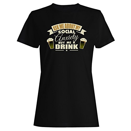 INNOGLEN Pregúnteme Acerca de la Cerveza de ansiedad Social Camiseta de Las Mujeres v850f