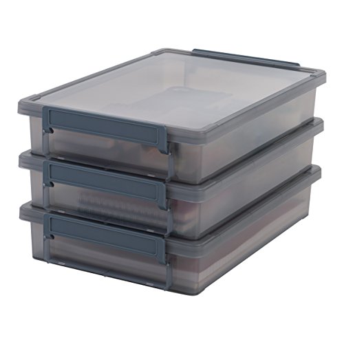Iris Ohyama, lote de 3 cajas de almacenamiento para papel - Little Large Box - LLB-A4, plástico, gris, 4 L, 36,5 x 25 x 7 cm