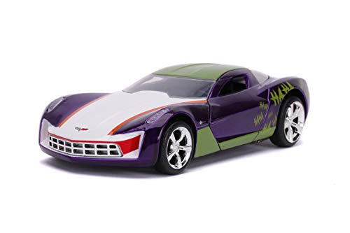 Jada Toys 253252016 Joker 2009 Chevy Corvette Stingray - Coche de Juguete de Die-Cast, Puertas de Apertura, Escala 1:32, Color Morado