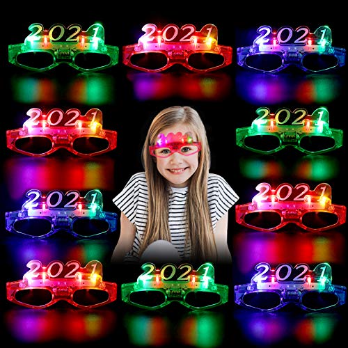Joyibay 10 Pares Gafas LED, 2021 Gafas con luz LED Gafas con Brillante Gafas de Decoración para Fiestas para Año Nuevo Conciertos de Carnaval de Navidad Regalos de Fiesta de Cumpleaños