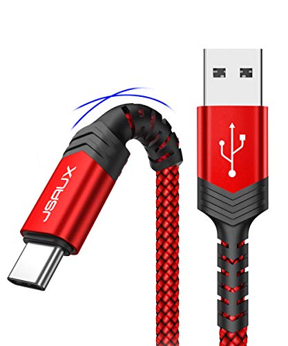 JSAUX Cable USB C [1M+2M,2Pack] Duradera 3A Cable USB Tipo C Carga Rápida Compatible con Nylon Trenzado para Samsung S20/S10/S9/S8 Plus,Note10/9/8, Xiaomi Mi A1/A2,Huawei,LG,Sony-Rojo