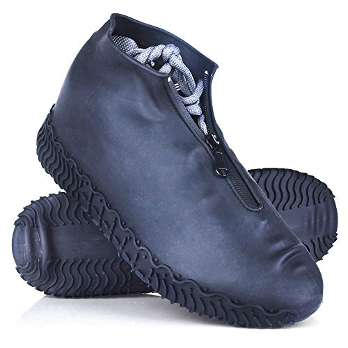 JUDA Cubierta del Zapato Impermeable, Funda de Silicona para Zapatos con Suela Antideslizante, Lavable Cubierta del Zapato Reutilizable Para Días de Lluvia y Nieve (XL (43-47), Negro)
