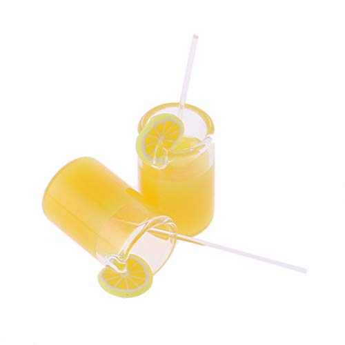 Junlinto, 2PCS 1:12 Tazas de Agua de limón Accesorios de casa de muñecas Juguete en Miniatura Comida de Cocina