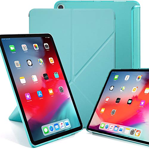 KHOMO iPad Pro 12.9 (3 Gen) Funda Origami Semi Transparente con Smart Cover Protección Delantera y Trasera para Nuevo Apple iPad Pro 12.9-2018 - Verde Menta