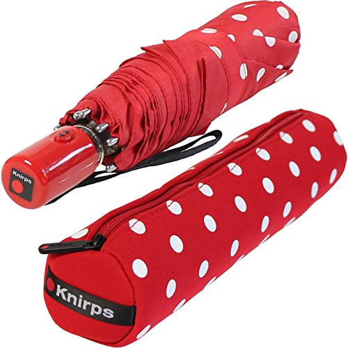 Knirps paraguas Slim Duo Matic – Pequeño y ligero con a a automático rojo Polka Dots rot - im Case 90 cm