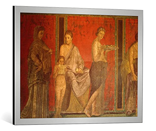 Kunst für Alle Cuadro con Marco: 1. Jahrhundert v.Chr Pompeii Villa dei Misteri Fresco - Impresión artística Decorativa con Marco, 80x60 cm, Plata cepillada