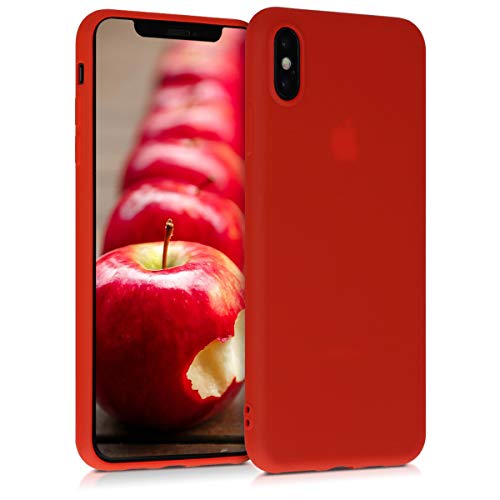 kwmobile Funda Compatible con Apple iPhone XS MAX - Carcasa de TPU Silicona - Protector Trasero en Rojo neón