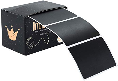 LabelQueen 100 pegatinas de pizarra, negro mate, de vinilo, en una práctica caja dispensadora, para tarros de conserva, mermelada, Negro
, 5cm x 7cm