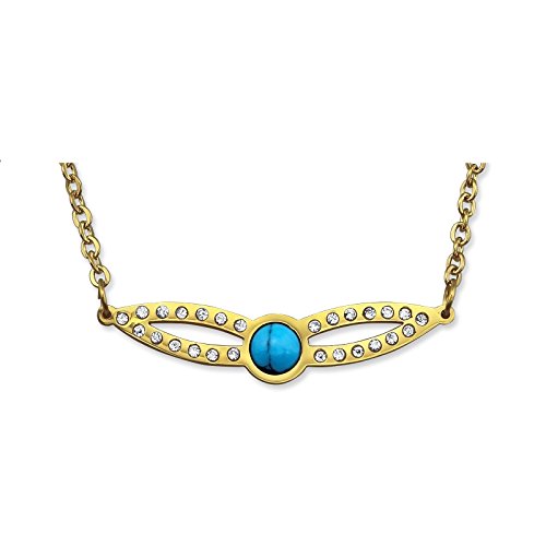 Laimons Collar para mujer antifaz veneciano Dorado brillante Azul Brillante acero inoxidable