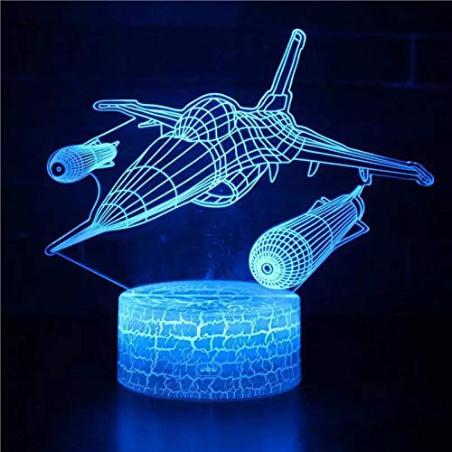 Lámpara de atmósfera 3D con forma de avión, lámpara de mesa con interfaz USB, lámpara de mesa con decoración de regalo de vacaciones