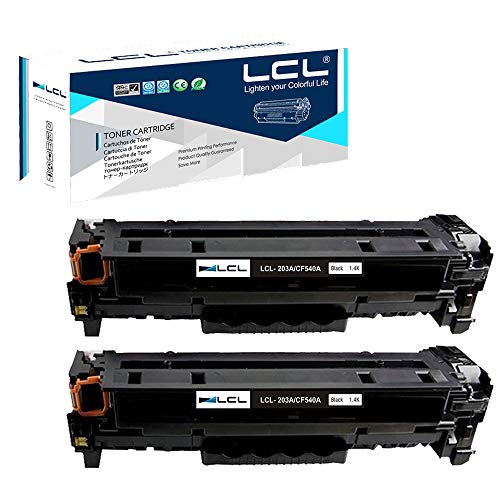 LCL Compatible Cartucho de tóner 203A CF540A (2 Negro) Reemplazo para HP Color Laserjet Pro M254dw/254NW,Laser Jet Pro MFP M281dw/M281CDW/M281FDW/M280NW HP Color Laserjet Pro M254dn/M281fdn 1400Pág