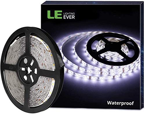 LE Tira LED, Cadena de Luces, 5m 300 LED SMD 2835, Blanco Frío, Resistente al Agua IP65, para Techo, Muebles, Cocina etc. no incluido fuente de alimentación