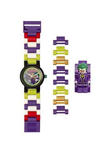 Lego Batman 8020851 The Joker Kids Minifigura Link Buildable Reloj | Púrpura/Verde | Plástico | 27.5mm Diámetro de la Caja | Cuarzo analógico | Niño Niña | Oficial