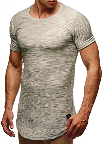 Leif Nelson Camiseta para Hombre con Cuello Redondo LN-6324 Gris De La Señal Large