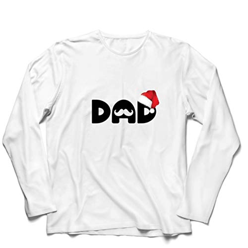 lepni.me Camiseta de Manga Larga para Hombre Papá Noel Sr. Claus Sombrero Familia Pijama de Navidad (X-Large Blanco Multicolor)