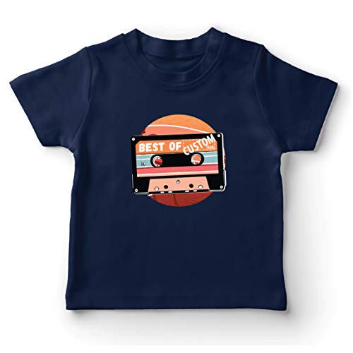 lepni.me Camiseta para Niño/Niña Cassette Antiguo Lo Mejor del año 80, 90, 70 (12-13 Years Azul Oscuro Multicolor)