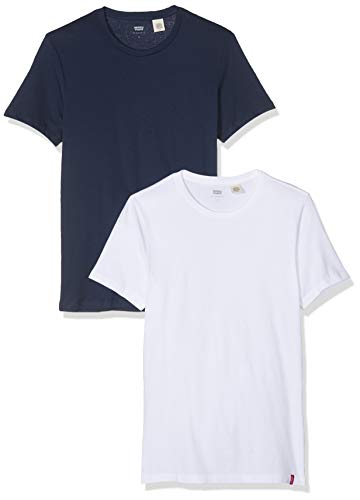 Levi's 2Pk Crewneck 1 Camiseta, 2 Pack Slim Crew Dress Blues/White, L (Pack de 2) para Hombre