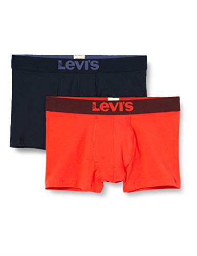 Levi's Men's Solid Basic Trunks (2 Pack) Calzoncillos boxer, rojo neón, L (Pack de 2) para Hombre