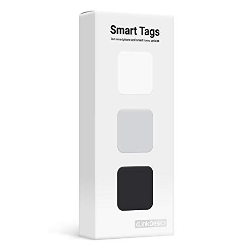 LinkDesk Smart Tags | Tarjetas NFC Autoadhesivas | Activación sin Contacto de Smartphones y atajos para Smart Home, Alexa e IFTTT | para Smartphones con Android y iPhone | Neutral Editon