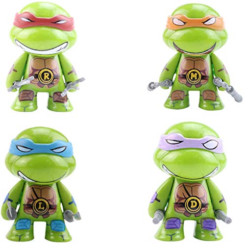 LINRUS Teenage Mutant Ninja Turtles Toys 1990 Juego de 4 Piezas Modelo Tortugas Figura de Acción de Juguete para Adolescentes Niños TMNT Modelo de Animación Colección de Juguetes Traje (Regalo)