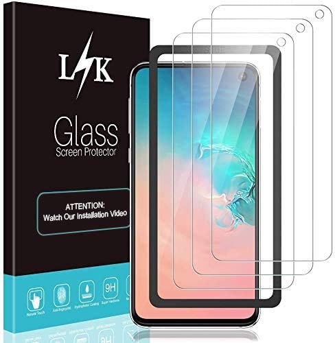 LϟK 3 Pack Protector de Pantalla Compatible con Samsung Galaxy S10e - Cristal Vidrio Templado - Dureza 9H Funda Compatible Sin Burbujas Marco de Posicionamiento Kit Fácil de Instalar