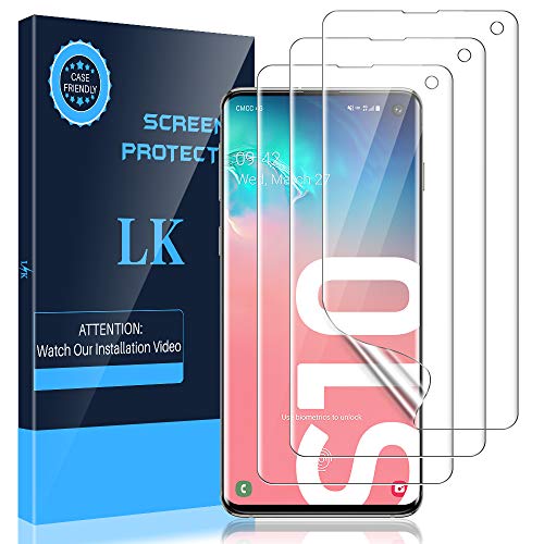 LK Compatible con Samsung Galaxy S10 Protector de Pantalla,3 Piezas,Admite la Función de Huella Digital,Película Protectora de TPU,Alta Definición y Sensibilidad,LK-X-23
