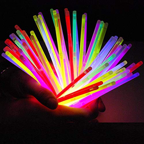 Lote de 100 bastones luminoso fluorescente varita luminosa snaplight fiesta - 5 colores diferentes con conector