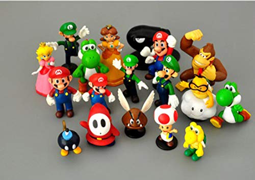 Lote de 18 unidades Super Mario Bros, Figuras de Acción de PVC Juguetes Yoshi, Peache, Princesa, Luigi, Odyssey, Donkey Kong, Dibujos Animados