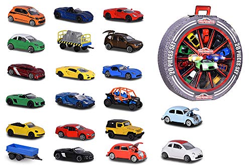 Majorette – Majo Set 20 pcs Estuche coches en miniatura, 7/212058591,, multicolor , color/modelo surtido