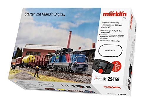 Märklin- Juego de Arranque Digital Sueco de Tren de mercancías Epoche 6, Carril H0, Muchas Funciones de Sonido, con vía Mobile Station C (029468)