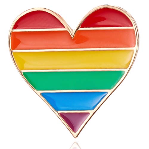 Marlon Nancy Pin de orgullo con diseño de corazón gay y bandera esmaltada para ropa y bolsos (Multi)