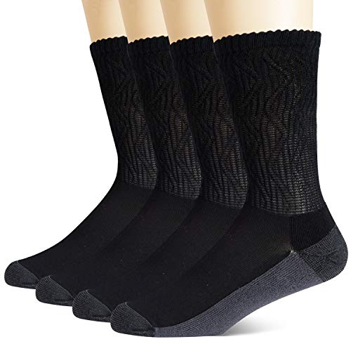 +MD 4 pares de calcetines para diabéticos de bambú sin tripulación que absorben la humedad para hombres con punta sin costuras Negro EU43-46