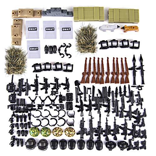 Mecotecn Bloques de Construcción Militares con Custom Armas y Casco para Figuras de Soldados y Mini Figuras, Compatible con Lego