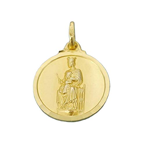 Medalla oro 18k Virgen de la Merced 18mm. bisel liso unisex - Personalizable - GRABACIÓN INCLUIDA EN EL PRECIO