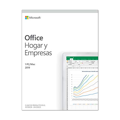Microsoft Office Hogar y Empresas - Software para PC o Mac, para 1 PC/MAC, Version 2019