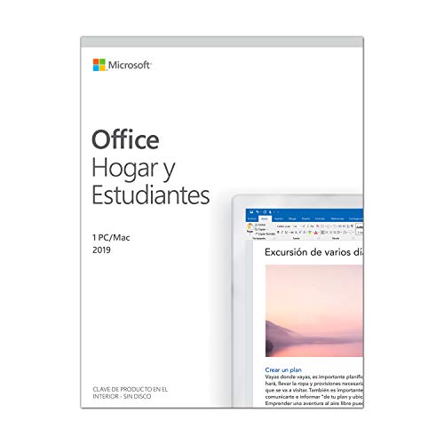 Microsoft Office Hogar y Estudiantes - Software para PC o Mac, para 1 PC/MAC, Version 2019