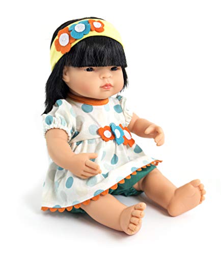 Miniland- Conjunto Calor Blusa Vestido para muñecos de 40cm, Color Amarillo, 38-40 Cm (31562)