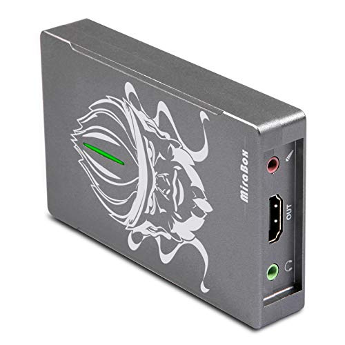 Mirabox - Tarjeta de Captura de Juegos USB 3.0, transmite y graba en HD 1080P60, para PS4/Nintendo Switch/Webcam/DSLR/Xbox, Entrada de micrófono y Salida de Audio, Compatible con Windows, Mac OS X