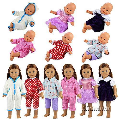 Miunana Vestidos Verano Casual Ropas Fashion para 14- 18 Pulgadas Muñeca bebé 36 cm Doll 18 Pulgadas American Girl Doll (6X Ropas)