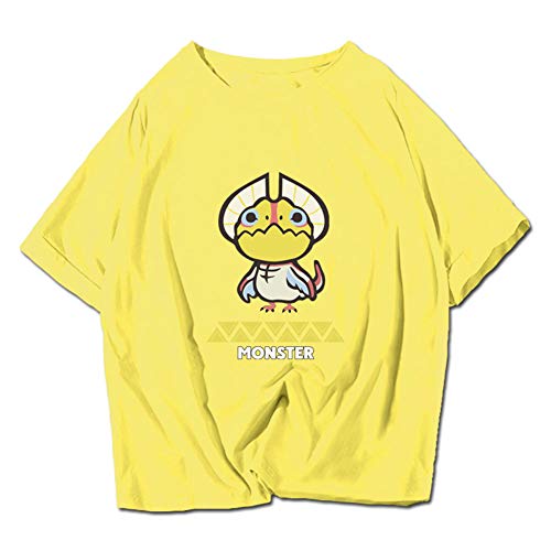 Monster Hunter T-Camisa,Juego Mh 3D Impreso Amarillo 100% Algodón Short Sleeve para Unisex Game Lovers Summer C M