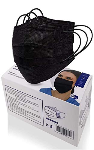 MSAAEX: 50 Pcs Disposable 4-ply Non-Woven Face Mask, Protected Health Masks (Adults-Black) (English Edition)