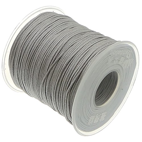 My-Bead Cinta de Nailon Cordón trenzado plata gris diámetro Ø 1 mm rollo con 90 m Cuerda de Nailon DIY