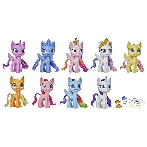 My Little Pony Mega Friendship Collection Set de 9 Figuras de Toy Pony de 12,5 cm con Pelo cepillable, Peine y 15 Accesorios