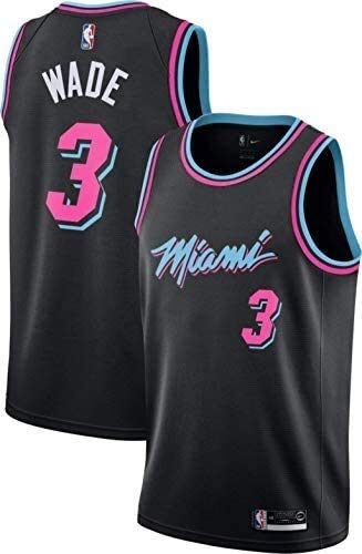 NBA Jersey Boaze Dwayne Wade - Miami Heat # 3 Edición Alero Jersey, Ropa de Deporte, Camiseta sin Mangas Unisex (Color : Black City Edition'19, Size : S)