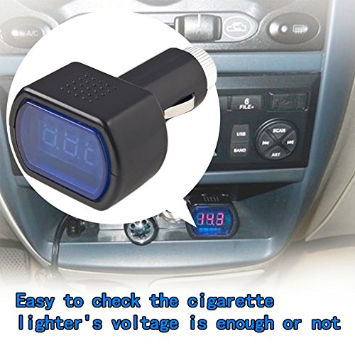 Ndier Auto Voltímetro, Coche Encendedor de Cigarrillos Enchufe – Comprobador de batería LED Digital 12 V/24 V