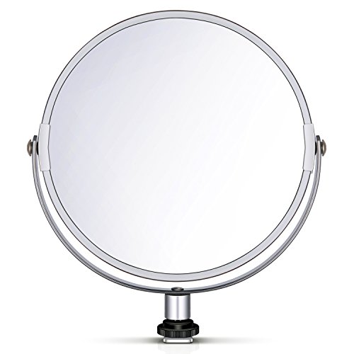 Neewer Espejo de Maquillaje Circular con Aumento de Vidrio de 20 cm con Adaptador para luz de Anillo de 18 Pulgadas, Selfie, Retrato y Maquillaje
