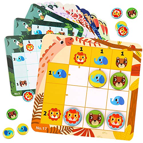 Nene Toys - Sudoku Infantil con 30 Coloridos Patrones - Puzzle Magnético de Viaje para Niños a Partir de 3 años con Colores y Animales - Rompecabezas Infantil Que Desarrolla Capacidades Cognitivas