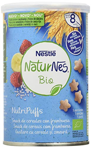 Nestlé Naturnes Bio Nutri Puffs Snack De Cereales Con Frambuesa, A Partir De 8 Meses - Pack de 5 envases x 35g